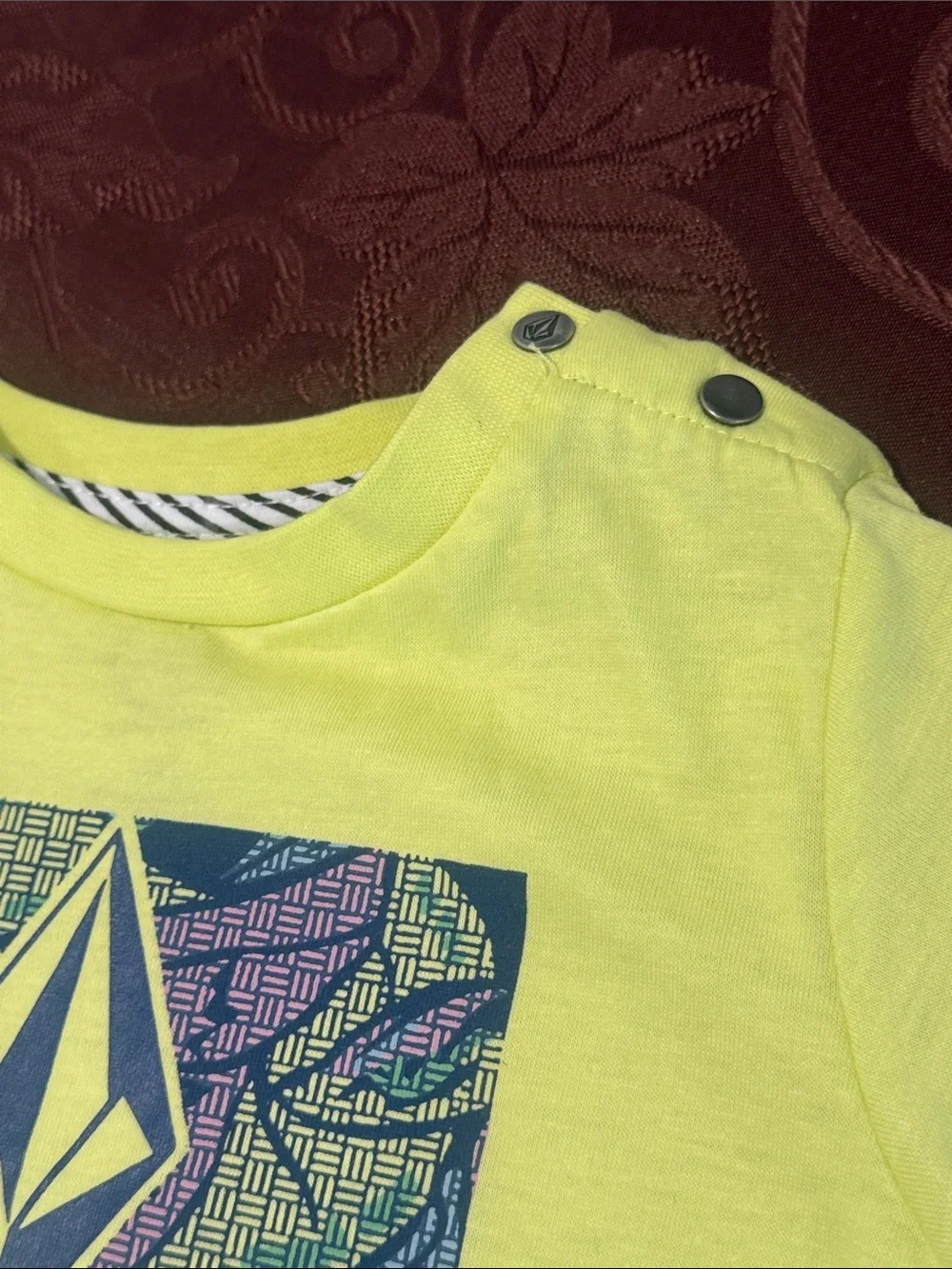 Volcom Boys Neon Lime Tee with Blue Leaf Swim Shorts